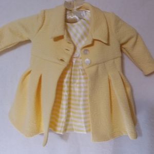 Stripped Yellow Textured Coat Two Piece Bonnie Baby